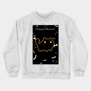 "Happy Halloween" Chubby Black Cat Crewneck Sweatshirt